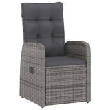 7 Piece Outdoor Dining Set with Cushions Poly Rattan Grey - Low Angle