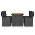 7 Piece Outdoor Dining Set with Cushions Poly Rattan Black