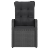 7 Piece Outdoor Dining Set with Cushions Poly Rattan Black - 45-Degree Angle