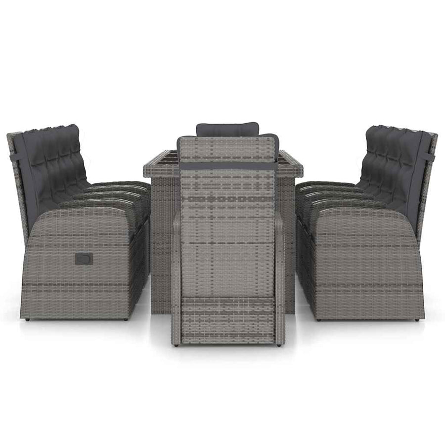 11 Piece Outdoor Dining Set with Cushions Poly Rattan Grey