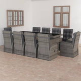 11 Piece Outdoor Dining Set with Cushions Poly Rattan Grey