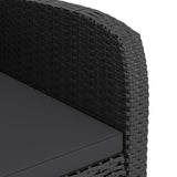 5 Piece Outdoor Dining Set with Cushions Poly Rattan Black - Close-Up Angle