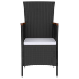 5 Piece Outdoor Dining Set with Cushions Poly Rattan Black