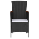 5 Piece Outdoor Dining Set with Cushions Poly Rattan Black - Top-Down View