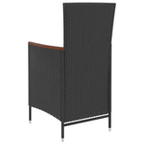 5 Piece Outdoor Dining Set with Cushions Poly Rattan Black - Rear View