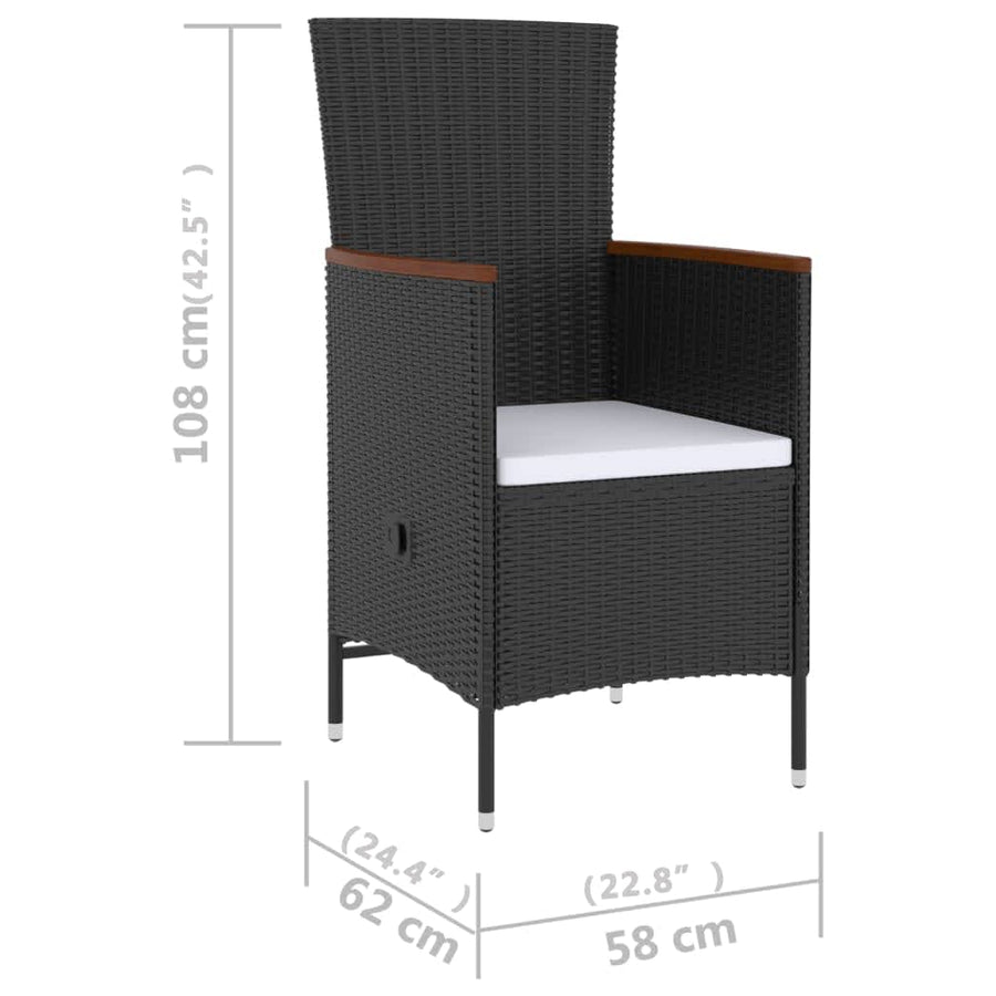 5 Piece Outdoor Dining Set with Cushions Poly Rattan Black