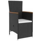 5 Piece Outdoor Dining Set with Cushions Poly Rattan Black - Side View