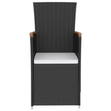 5 Piece Outdoor Dining Set with Cushions Poly Rattan Black - Top-Down View