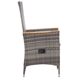 3 Piece Garden Lounge Set with Cushions Poly Rattan Grey - 45-Degree Angle