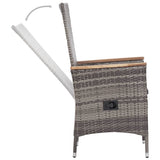 3 Piece Garden Lounge Set with Cushions Poly Rattan Grey - Close-Up Angle