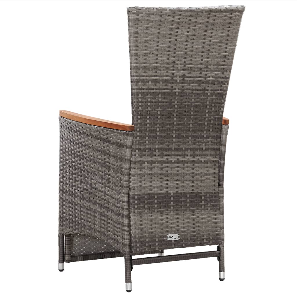 3 Piece Garden Lounge Set with Cushions Poly Rattan Grey