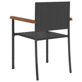 5 Piece Outdoor Dining Set Poly Rattan Black - 45-Degree Angle