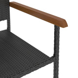 5 Piece Outdoor Dining Set Poly Rattan Black - Close-Up Angle