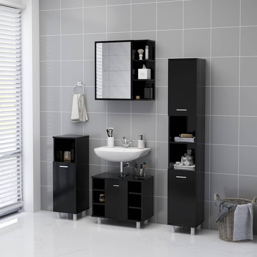 Bathroom Mirror Cabinet Black 62.5x20.5x64 cm Engineered Wood