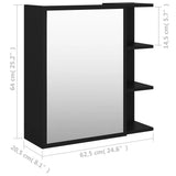 Bathroom Mirror Cabinet Black 62.5x20.5x64 cm Engineered Wood - Extra Image