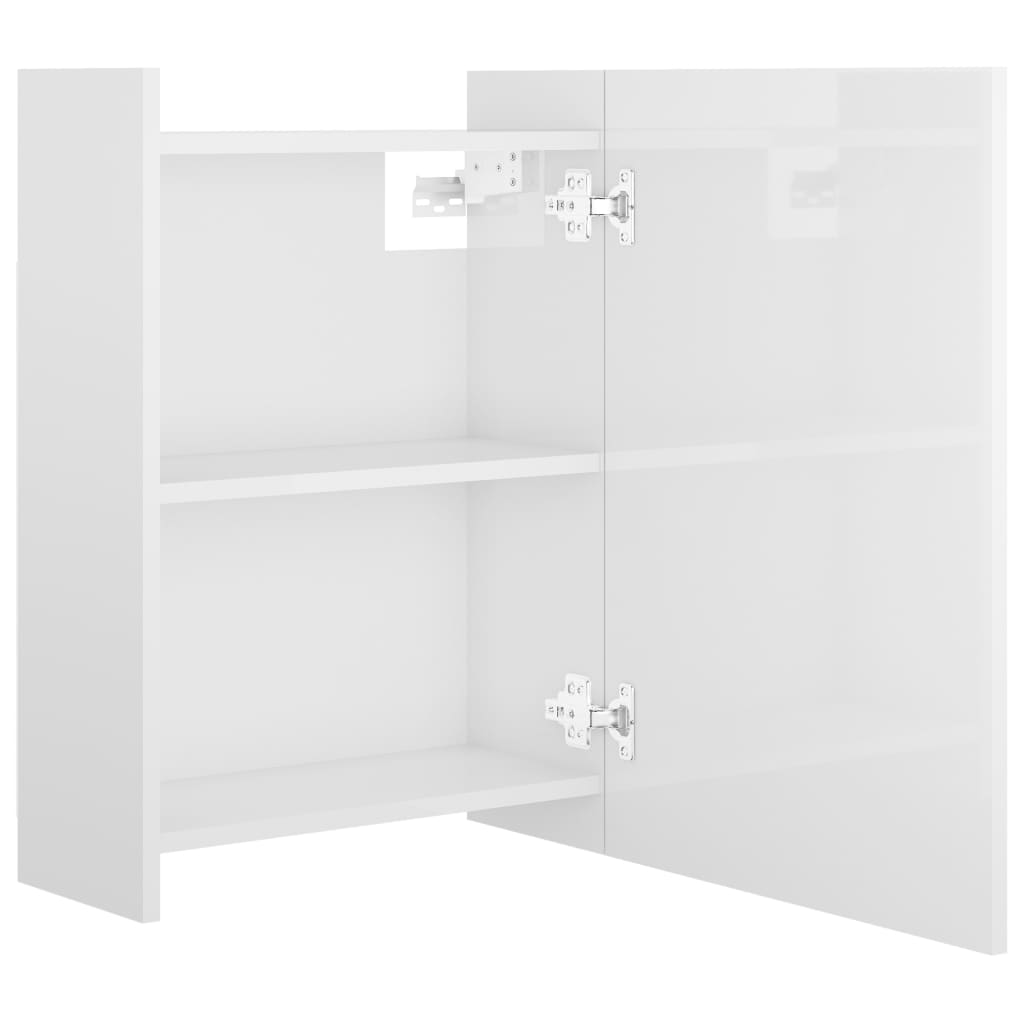 Bathroom Mirror Cabinet High Gloss White 62.5x20.5x64 cm Engineered Wood