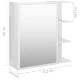 Bathroom Mirror Cabinet High Gloss White 62.5x20.5x64 cm Engineered Wood