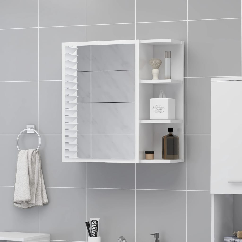 Bathroom Mirror Cabinet High Gloss White 62.5x20.5x64 cm Engineered Wood