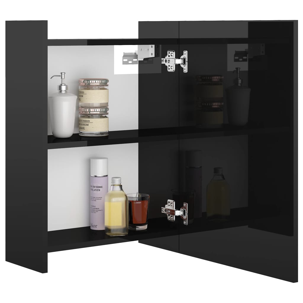 Bathroom Mirror Cabinet High Gloss Black 62.5x20.5x64 cm Engineered Wood
