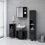 Bathroom Mirror Cabinet High Gloss Black 62.5x20.5x64 cm Engineered Wood - 45-Degree Angle