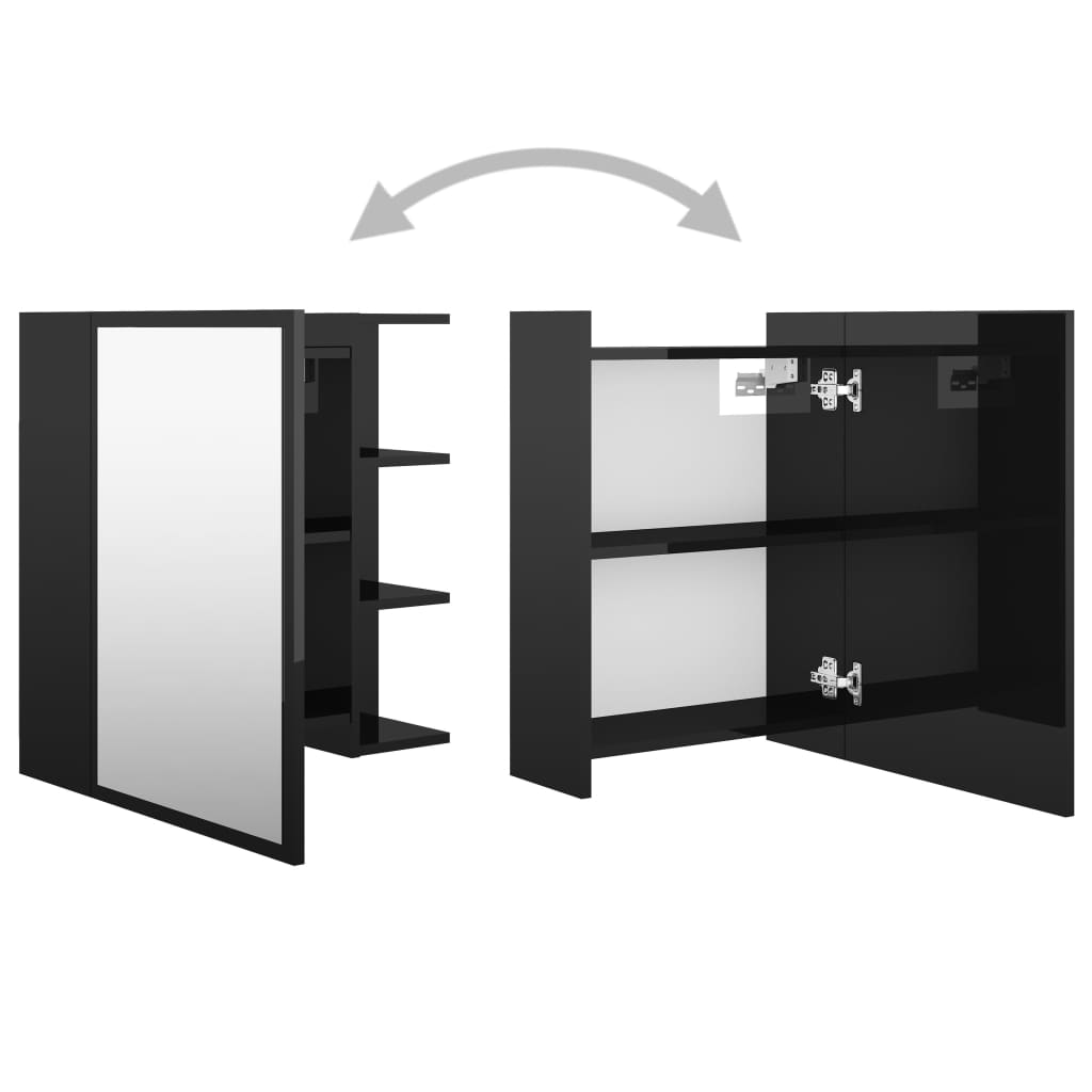 Bathroom Mirror Cabinet High Gloss Black 62.5x20.5x64 cm Engineered Wood