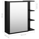 Bathroom Mirror Cabinet High Gloss Black 62.5x20.5x64 cm Engineered Wood - Extra Image