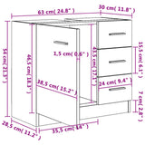 Sink Cabinet White 63x30x54 cm Engineered Wood