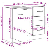 Sink Cabinet White 63x30x54 cm Engineered Wood - Low Angle