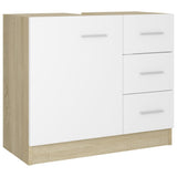 Sink Cabinet White and Sonoma Oak 63x30x54 cm Engineered Wood