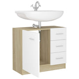 Sink Cabinet White and Sonoma Oak 63x30x54 cm Engineered Wood - Top-Down View
