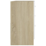 Sink Cabinet White and Sonoma Oak 63x30x54 cm Engineered Wood