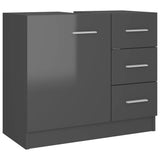 Sink Cabinet High Gloss Grey 63x30x54 cm Engineered Wood