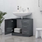 Sink Cabinet High Gloss Grey 63x30x54 cm Engineered Wood