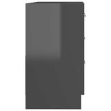 Sink Cabinet High Gloss Grey 63x30x54 cm Engineered Wood