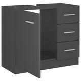 Sink Cabinet High Gloss Grey 63x30x54 cm Engineered Wood - Close-Up Angle