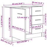 Sink Cabinet High Gloss Grey 63x30x54 cm Engineered Wood