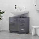Sink Cabinet High Gloss Grey 63x30x54 cm Engineered Wood