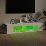 TV Cabinet with LED Lights White 135x39x30 cm - Top-Down View