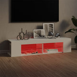 TV Cabinet with LED Lights White 135x39x30 cm - 45-Degree Angle