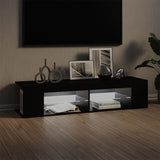 TV Cabinet with LED Lights Black 135x39x30 cm - Side View