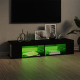 TV Cabinet with LED Lights Black 135x39x30 cm - Top-Down View