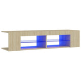 TV Cabinet with LED Lights Sonoma Oak 135x39x30 cm - Front View