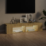 TV Cabinet with LED Lights Sonoma Oak 135x39x30 cm - Side View