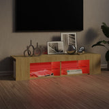 TV Cabinet with LED Lights Sonoma Oak 135x39x30 cm - Top-Down View