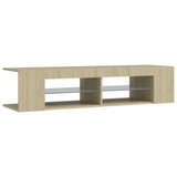 TV Cabinet with LED Lights Sonoma Oak 135x39x30 cm - Close-Up Angle