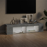 TV Cabinet with LED Lights Concrete Grey 135x39x30 cm - Side View