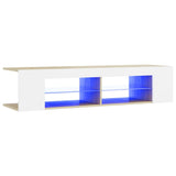 TV Cabinet with LED Lights White and Sonoma Oak 135x39x30 cm