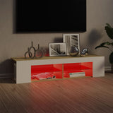 TV Cabinet with LED Lights White and Sonoma Oak 135x39x30 cm - Top-Down View