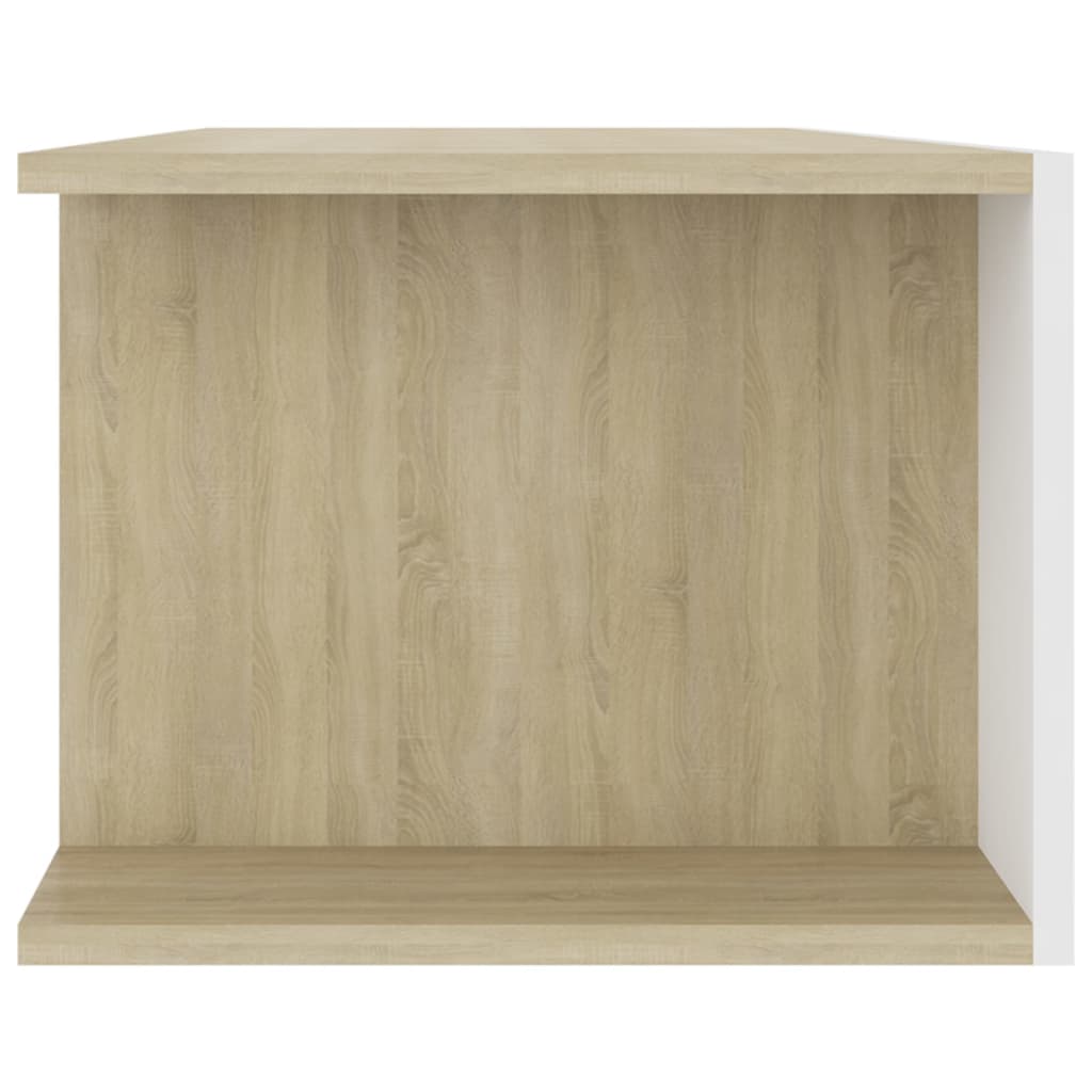 TV Cabinet with LED Lights White and Sonoma Oak 135x39x30 cm