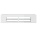 TV Cabinet with LED Lights High Gloss White 135x39x30 cm - Low Angle